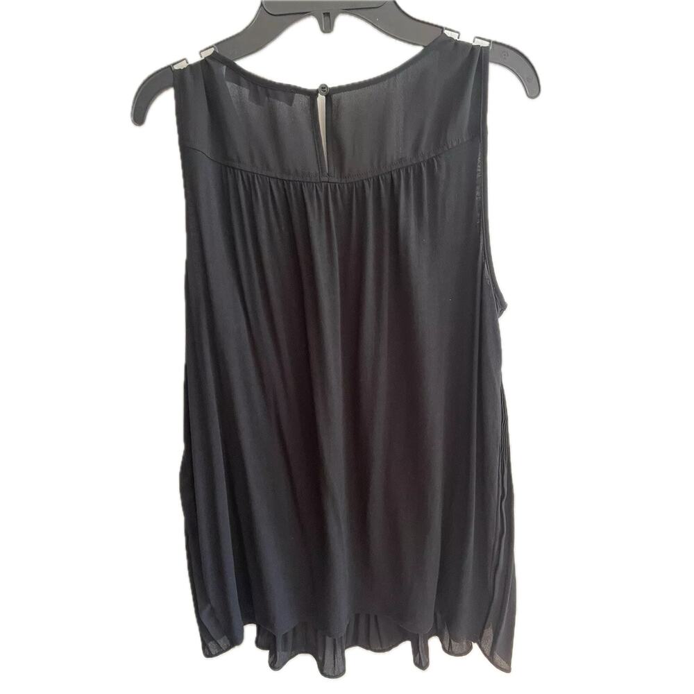 LOFT Pleated Flowy Black Sleeveless Tank Blouse Size Small - Picture 2 of 13
